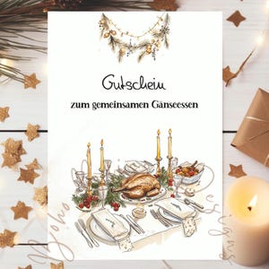Gutschein Gänseessen, Gutschein Weihnachtszeit, Geschenkidee Weihnachtszeit, Gutschein Essen, Weihnachtsessen Gutschein, Dinner Gutschein