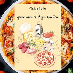Gutschein Pizza,  Pizza Ticket, Gutscheinvorlage Pizza, Gutschein Pizza backen, Pizzagutschein, Postkarte Pizza, gemeinsame Zeit, Kochen,pdf