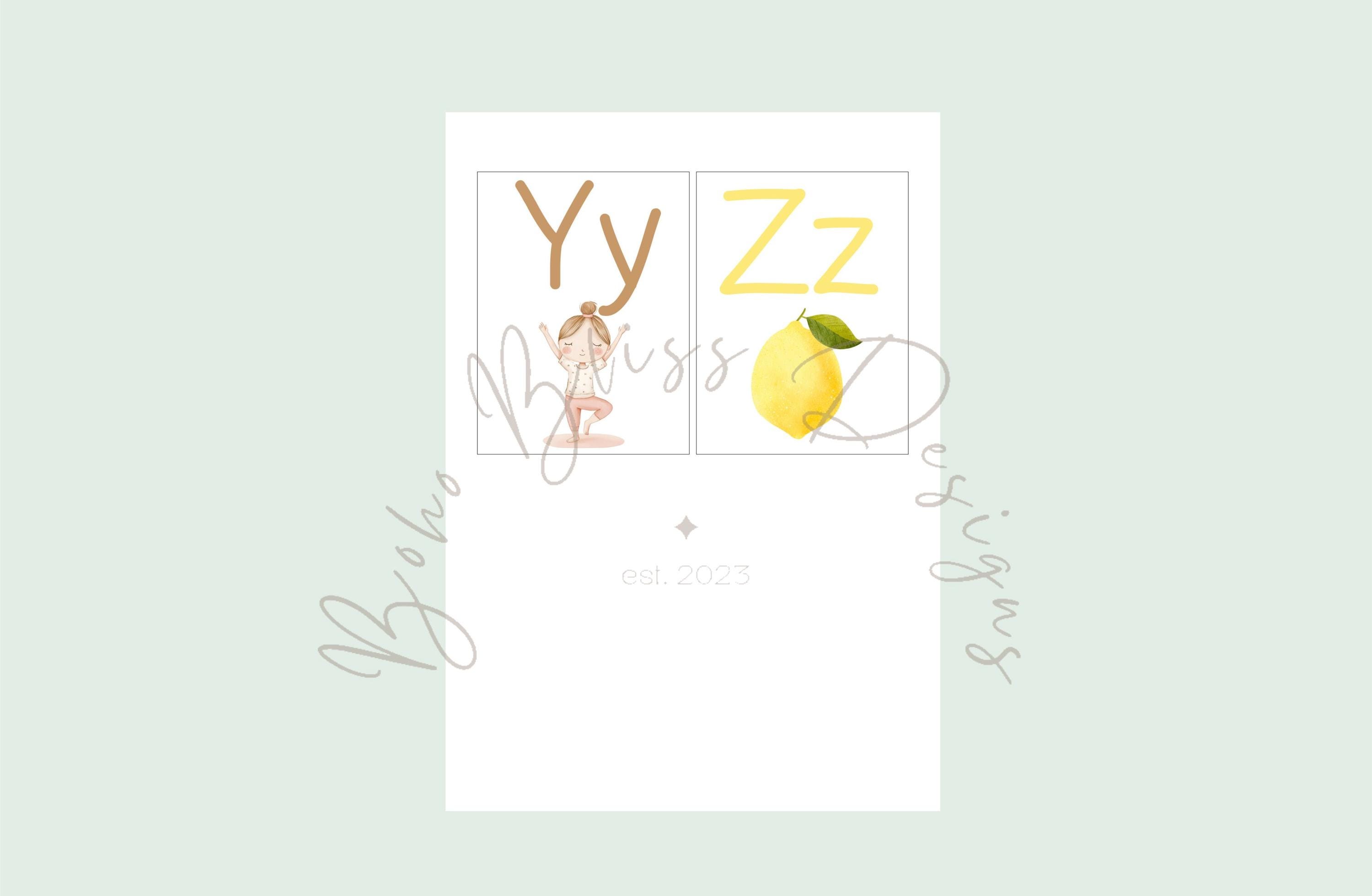 Alphabet Flashcards for Children, Montessori Picture Cards, ABC ...