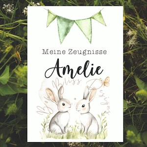 Zeugnismappe Einschulung, Zeugnismappe Hase, Zeugnismappe personalisiert Mädchen, Digitales Deckblatt für Zeugnismappe, Zeugnis pdf Hase