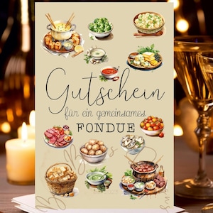 Fonduebon, voedselbon, fondue-uitnodiging, fonduecadeaubon, fonduebonkaart, fonduekaart, gedeelde tijdbon