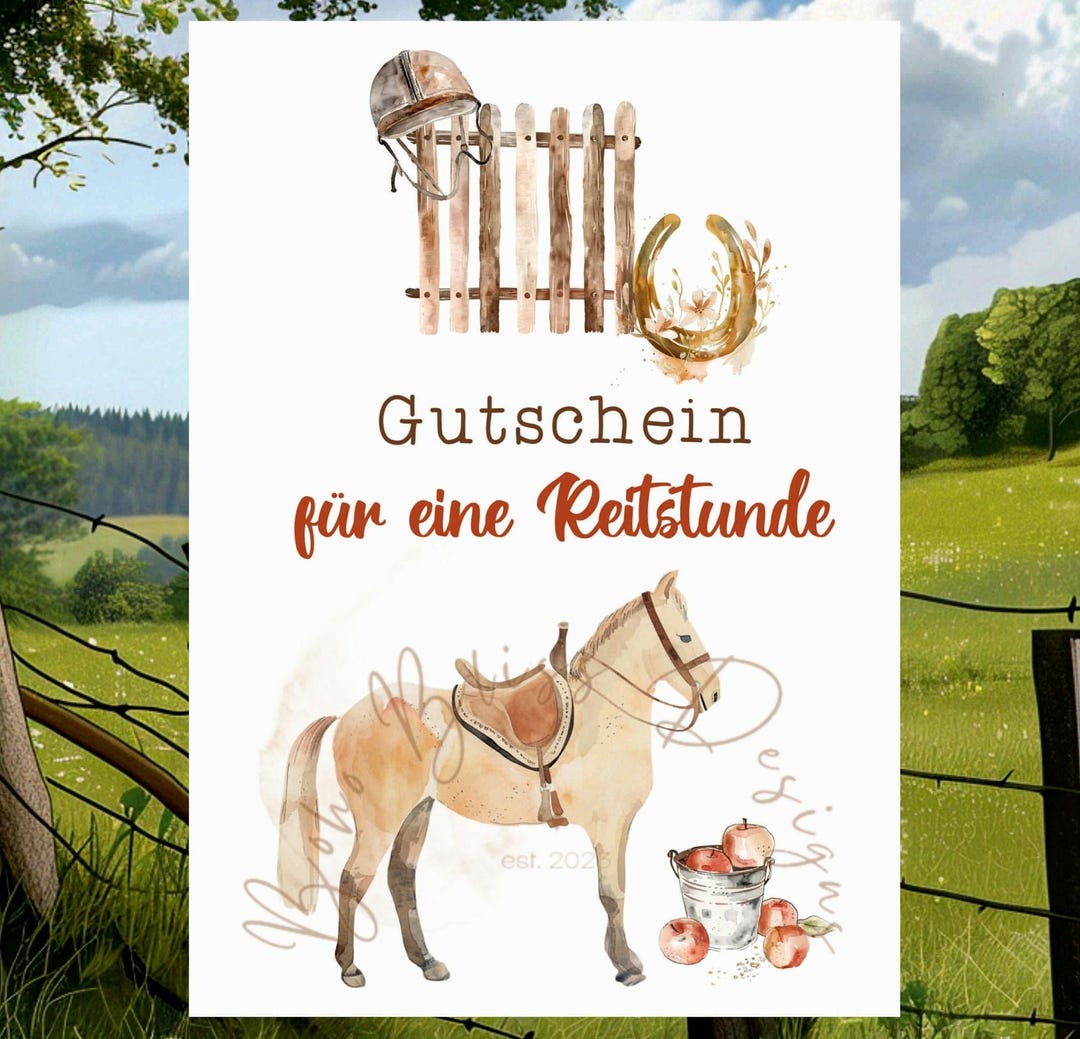 Riding Lesson Voucher, Riding Voucher Template, Gift Idea for Riding ...