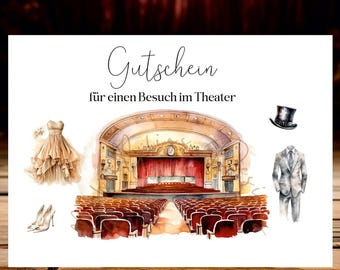 Theater voucher, template for printing, theater ticket, voucher card theater, ticket theater, voucher theater, gift voucher theater