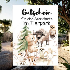 Gutschein Tierpark Saisonkarte, Gutschein für Kinder, Jahreskarte Tierpark Gutschein, Gutscheinkarte Tierpark, Gutschein Tierparkbesuch, pdf