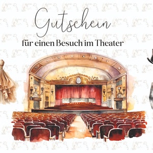 Theater Gutschein, Vorlage zum Ausdrucken, Theaterkarte, Gutscheinkarte