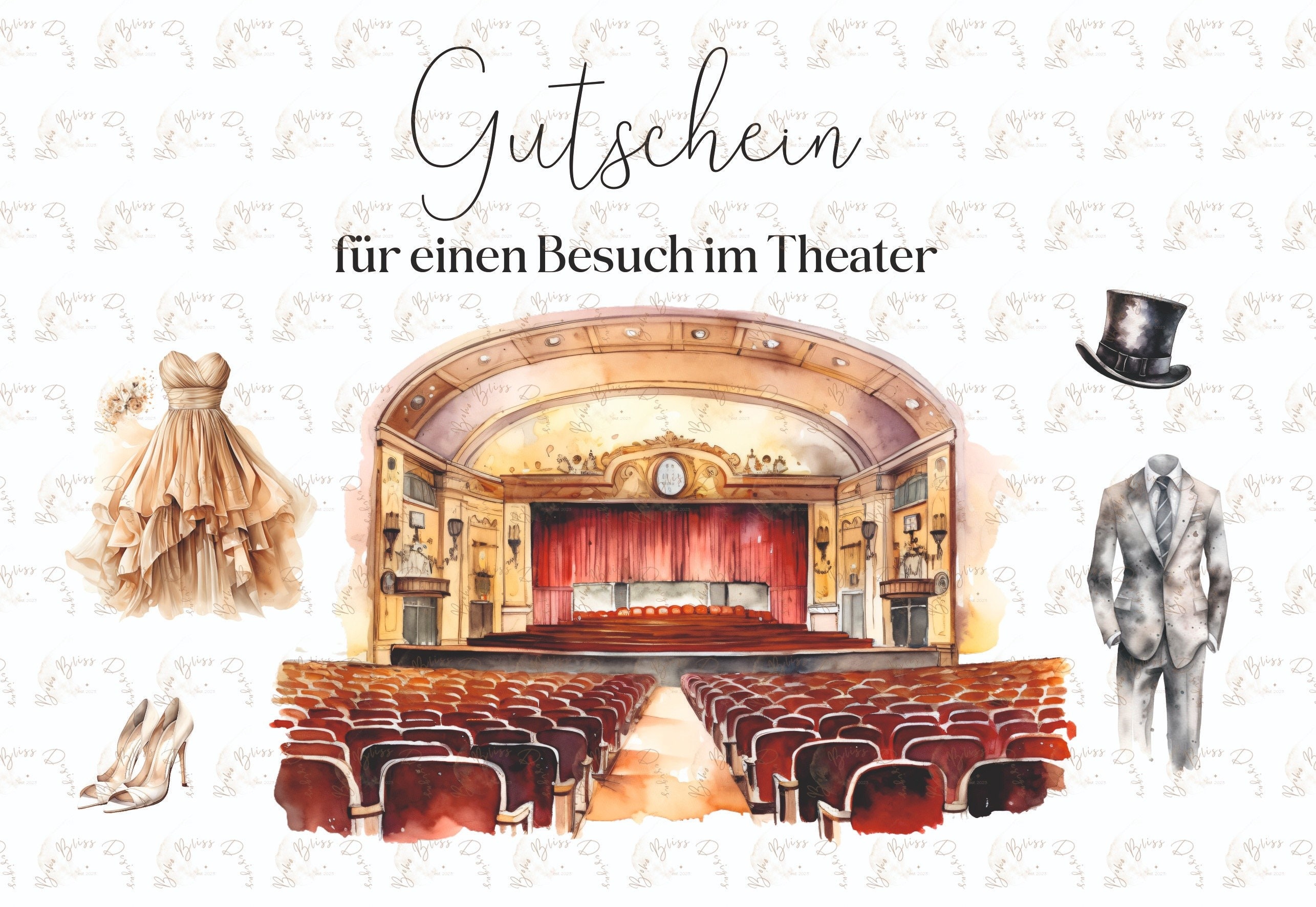 Theater Voucher, Template for Printing, Theater Ticket, Voucher Card ...