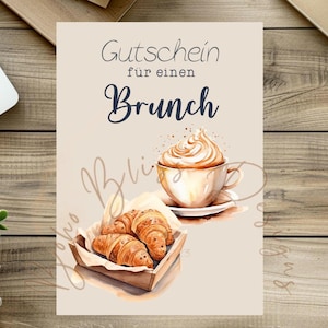 Gutschein Brunch, Gutscheinkarte, Karte Einladung Brunch, Gutschein Vorlage Brunch, Gutschein zumBrunch,Gutschein Brunch ausdrucken,Freundin