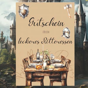 Riddermaaltijdbon, uit eten gaanbon, restaurantbon, riddermaaltijdkaart, riddermaaltijdcadeaubon, ridderbonkaart