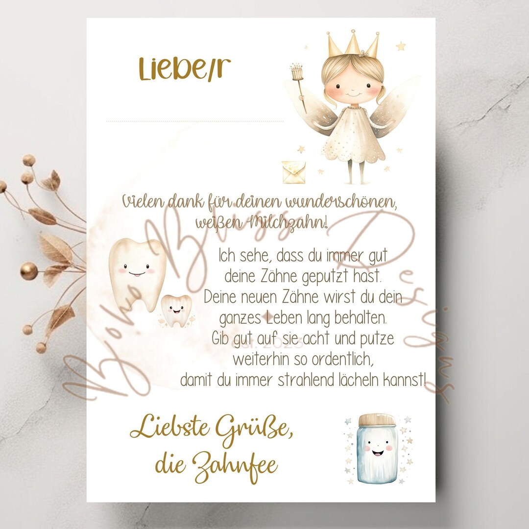 Post von der Zahnfee, Zahnfee Geschenk, Karte mit Zertifikat, Zahnfee