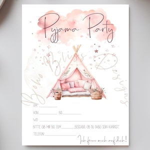 Pyjama Party, Einladung Übernachtungsparty, Einladung Sleepover, Einladung Mädchen, Einladung Pyjama Party, Einladung Kindergeburtstag
