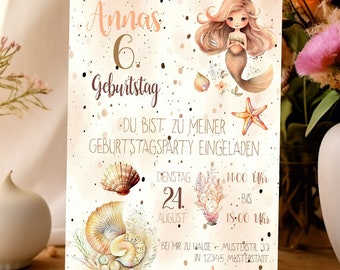 Mermaid invitation, mermaid card, mermaid invitation, mermaid birthday, mermaid party, mermaid invitation card
