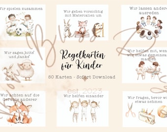 Tarjetas de reglas para jardín de infantes, tarjetas de reglas para guarderías, tarjetas de reglas para niños de primaria, tarjetas de reglas para niños, reglas de conducta para niños, reglas de comportamiento para niños