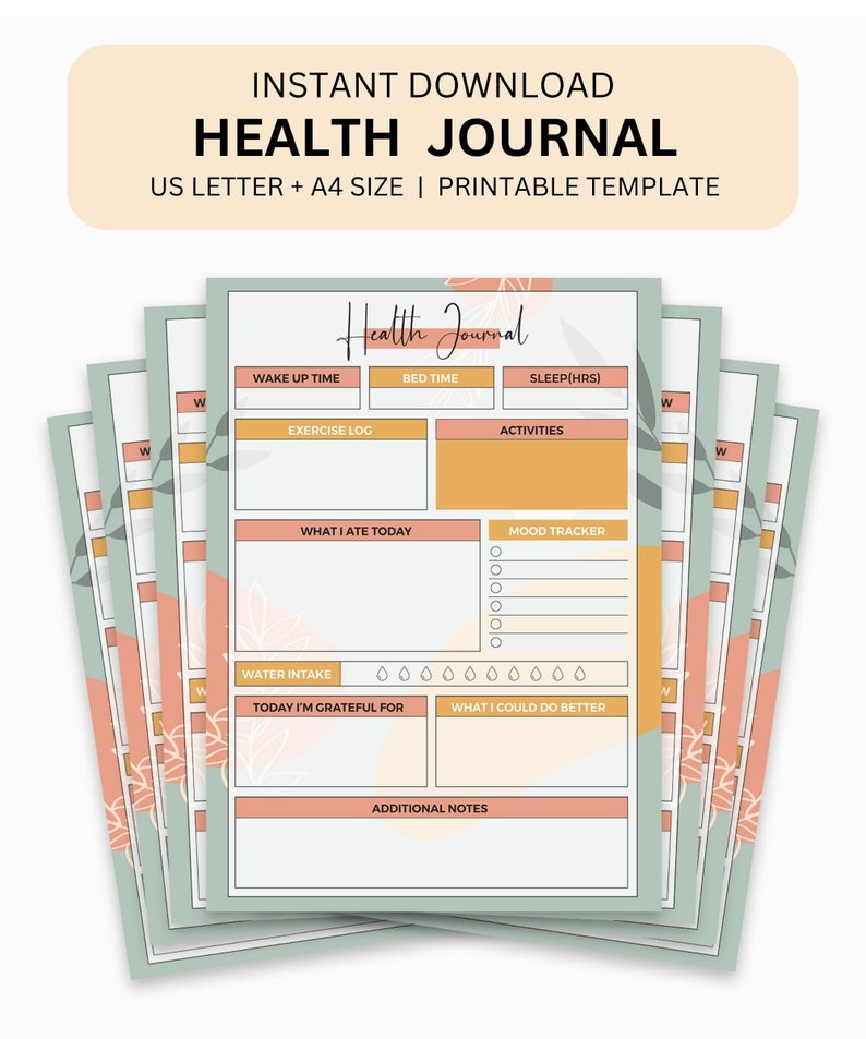 Mental Health and Wellness Journal Wellbeing Planner Daily Check in