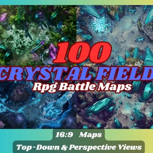 Crystal Fields Battle maps Bundel voor RPG, Kaarten voor Dungeons & Dragons, gevechtskaarten, dnd gevechtskaarten, digitale RPG-kaarten
