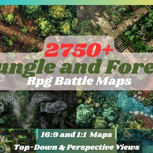 DnD-Kartenpaket, Dschungel- und Wald-Kampfkarten-Bundle für RPG, Karten für Dungeons & Dragons, Kampfkarten, DND-Kampfkarten, digitale RPG-Karten