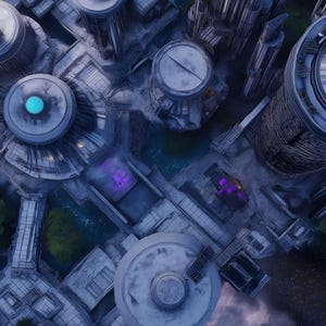 Más de 110 mapas de batalla de ciudades de ciencia ficción para TTRPG, mapas DnD, colección de mapas de batalla de juegos de rol de ciencia ficción, ciudad alienígena, planeta alienígena, Ttrpg y Vtt