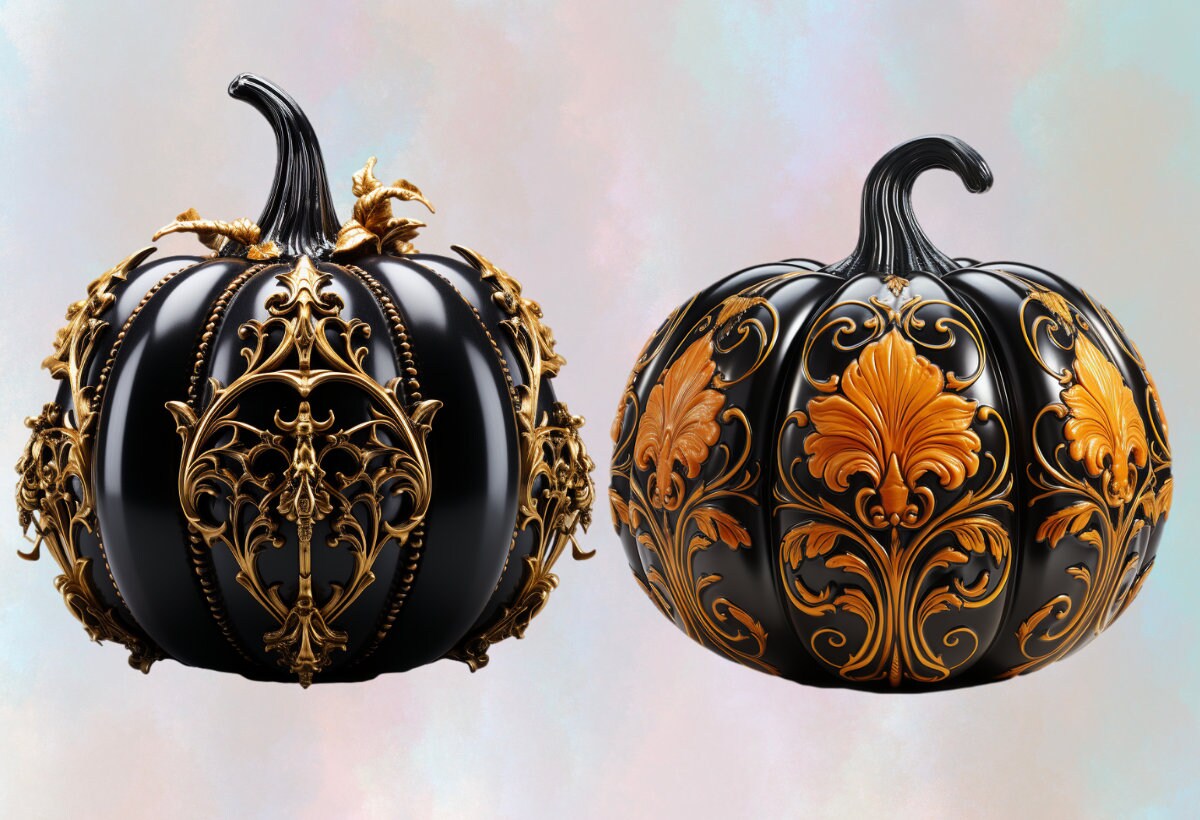 Gothic Pumpkins Png Clipart Sublimation Designs Halloween - Etsy