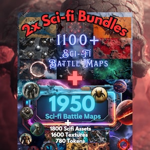 2 packs de cartes de bataille de science-fiction, 2 packs de cartes D&D, cartes de bataille de science-fiction RPG, ressources, textures et jetons, cartes de RPG de science-fiction, 2 950 cartes