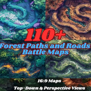 Waldpfad- und Straßen-Kampfkarte für D&D, digitale RPG-Karten, Dungeons and Dragons, Battlemaps Dnd, Rpg-Kartenpaket, abwechslungsreiche Gelände
