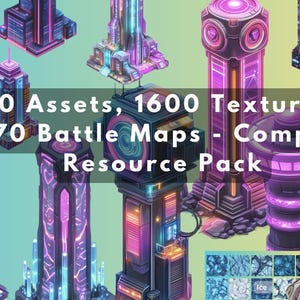 550 のアセット、1600 のテクスチャ、1950 の SF バトル マップ、完全なリソース パック、RPG SF アセット、サイバーパンク アセット、ネオン シティ PNG 透明