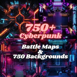 Cyberpunk Battlemaps-Paket für Rollenspiele, Karten für Dungeons & Dragons, Cyberpunk-Schlachtkarten, DND-Schlachtkarten, digitale RPG-Karten, Cyberpunk-Hintergründe