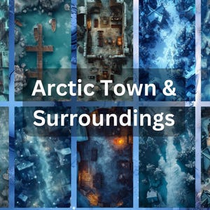 Gevechtskaarten Arctische stad en omgeving | DnD-gevechtskaarten | RPG Fantasy-kaarten | Fantasiestadskaarten | Digitale en afdrukbare RPG-kaarten, TTRPG, Vtt