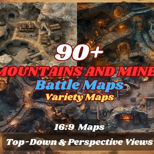 Mapas de batalla de montañas y minas para D&D: paquete de mapas RPG digitales, mazmorras y dragones, mapas de batalla DnD, paquete de mapas RPG, colección de aventuras DnD