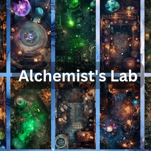 Gevechtskaart van Alchemist's Lab | Magisch laboratorium TTRPG-kaart voor DnD | VTT Gridless digitale download voor Fantasy RPG-ontmoetingen