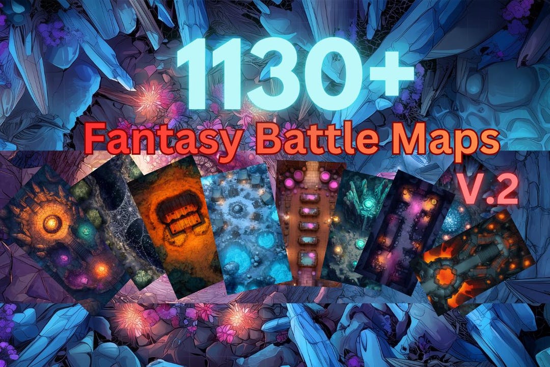 Tasktracker Fantasy Map 1130+ Fantasy Battle Maps for TTRPG & VTT ,camps,dark Sanctuaries ...