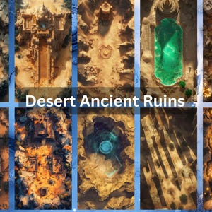 Gevechtskaarten - Oude woestijnruïnes | DnD-gevechtskaarten | RPG Fantasy Dungeon-kaarten | Bundel met DnD-kaarten, DnD-kaartbundel, RPG-kaarten, Vtt, TTRPG
