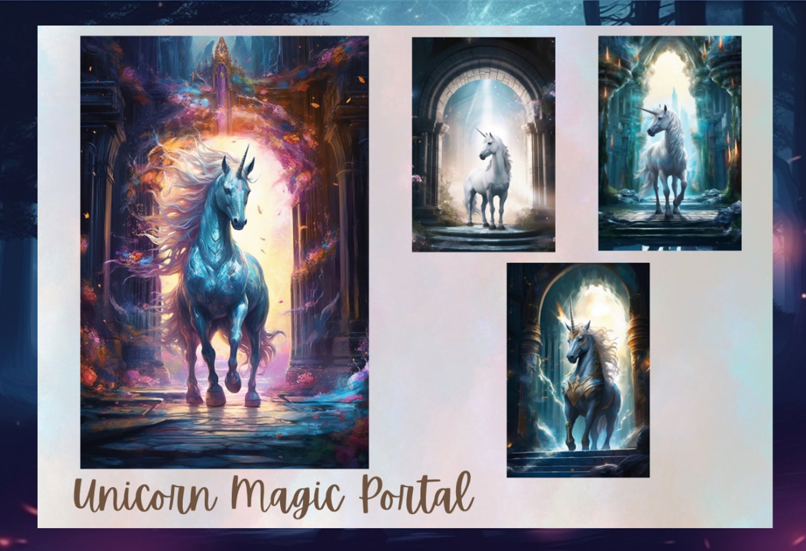 Unicorn Digital Background, Cute Unicorn Background,magical Fantasy ...
