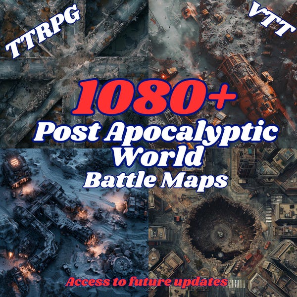 Post Apocalyptic World Battlemaps Bundle for RPG,Maps for Dungeons & Dragons,post apocalyptic battle maps, dnd battle maps,digital rpg maps