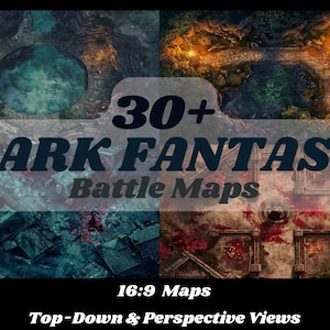 Dark Fantasy Battlemaps DnD, mapas 16:9, mapas cuadrados 1;1, paquete de mapas RPG, mazmorras y dragones, mapas de batalla DnD, colección de terrenos de aventura DnD