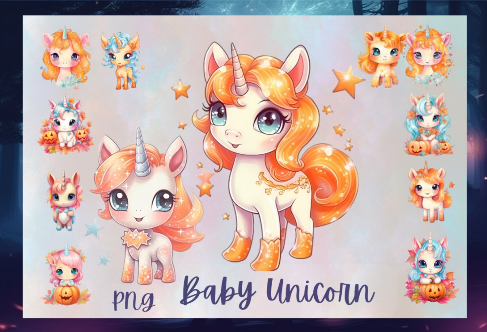 Unicorn Digital Background, Cute Unicorn Background,magical Fantasy ...