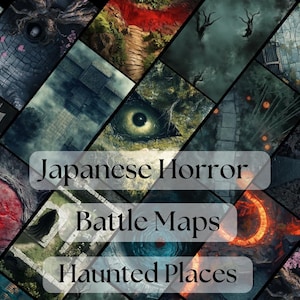 Mapas de batalla de terror japonés, mapas de rol digitales con uso comercial, mapas de DnD, paquete de más de 400 mapas de batalla para RPG y DnD