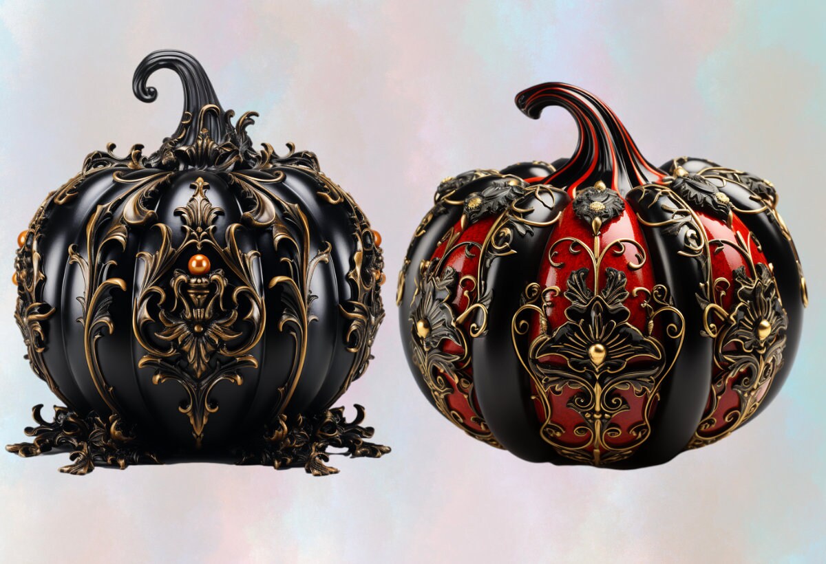 Gothic Pumpkins Png Clipart Sublimation Designs Halloween - Etsy