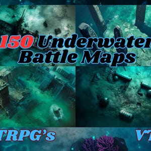 Battle Maps - Onderwater, Digitale RPG-kaarten met commercieel gebruik, DnD-kaartenbundel, Afdrukbare RPG-kaarten, Onderwater DnD-kaarten voor RPG, Vtt, TTrpg