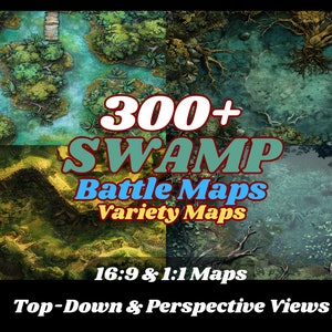 Mapas de batalla en el pantano, mapas 16:9, mapas Square 1;1, paquete de mapas de rol, mapas de Dungeons and Dragons y DnD