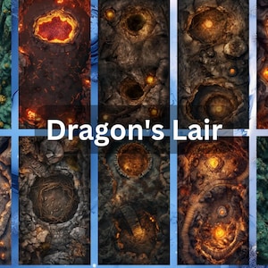 Battle Maps - Dragon's Lair | DnD Battle Maps | RPG Fantasy Dungeon Maps | Bundle of DnD Maps ,DnD Map Bundle ,RPG Maps, Vtt,TTRPG