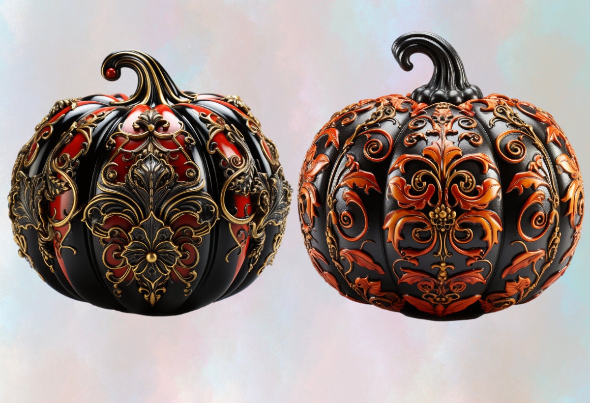 Gothic Pumpkins Png Clipart Sublimation Designs Halloween - Etsy