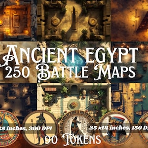 Antiguo Egipto: 250 mapas de batalla y 90 fichas para campañas de TTRPG: mapas digitales de alta calidad para RPG, uso comercial.