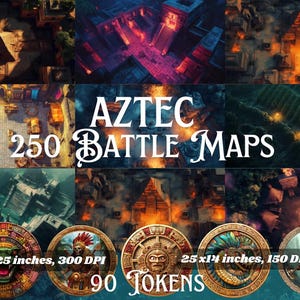 Aztec Empire: 250 mapas de batalla y 90 fichas para campañas de TTRPG: mapas digitales de alta calidad para RPG, uso comercial.