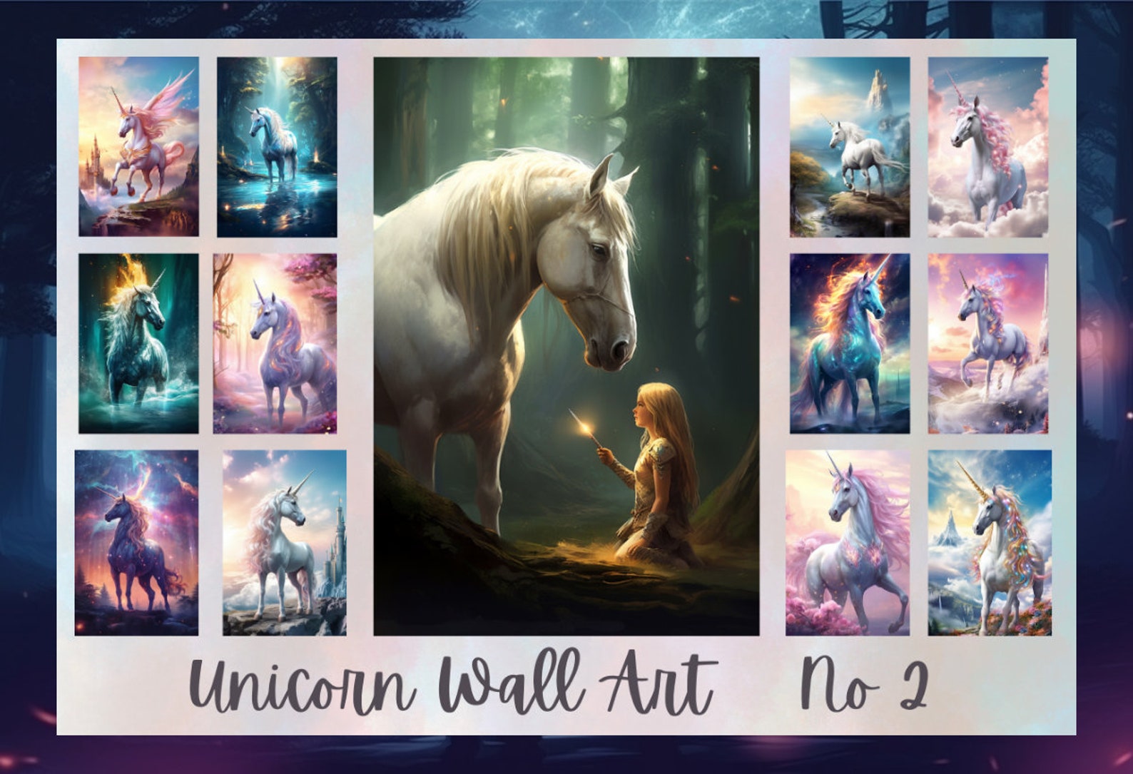 Unicorn Digital Background, Cute Unicorn Background,magical Fantasy ...