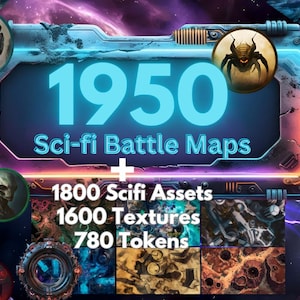 Sci-Fi-Kampfkarten-Bundle für TTRPG, DnD-Karten-Bundle, Sci-Fi-RPG-Kampfkarten, Assets, Texturen und Tokens, RPG-Karten Science Fiction