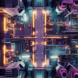 22 Cyberpunk Factory Mech Battlemap DnD, Kaarten voor Dungeons & Dragons, Cyberpunk battle maps, DnD map, digitale rpg map, battlemaps