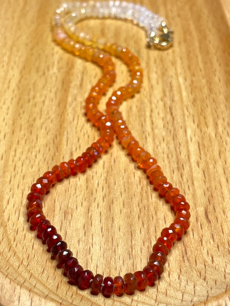 Custom Mexican Fire Opal Ombre Necklace, Hand Knotted on Silk, Deep Red ...