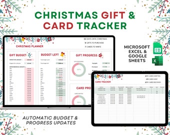 Christmas Holiday Gift and Card Budget Tracker | Excel Google Sheets | Digital Spending Tracker Planner