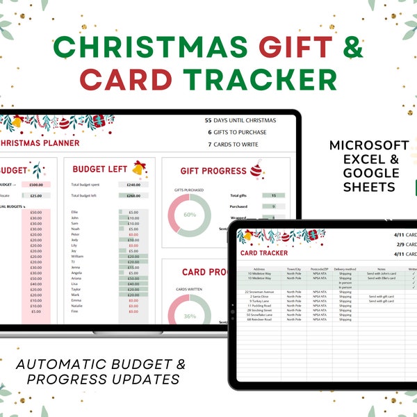 Christmas Gift and Card Tracker – Holiday Planner Spreadsheet – Excel Template