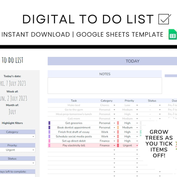 Google Sheets Template Etsy