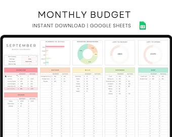 Foglio di calcolo per il budget mensile – Strumento di monitoraggio del budget modificabile – Modello per Fogli Google